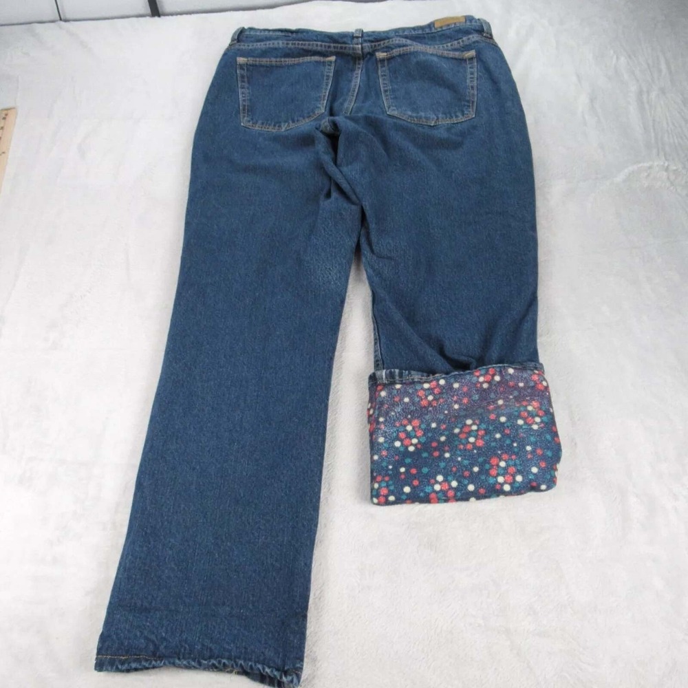 Cabelas Jeans Women 16 Reg Blue Fleece Lined Polka Dot Denim High Rise 34x31 VTG